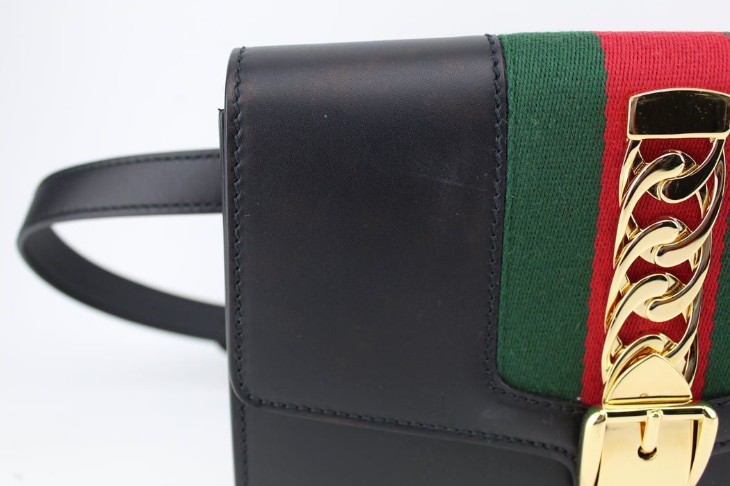 Gucci Leather Black Sylvie Belt Bag