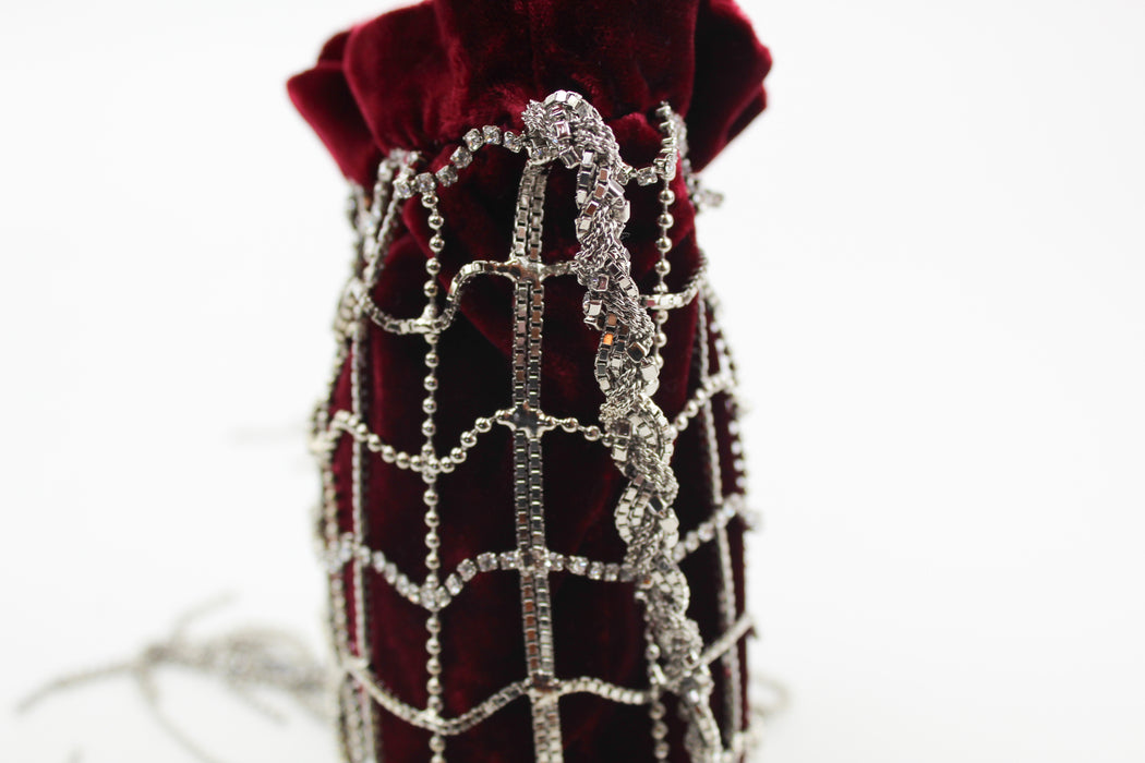 Dolce & Gabbana Velvet Burgundy Chain around clutch