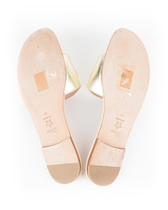 Christian Dior D-club slides Metallic Gold