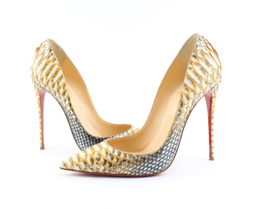 CHRISTIAN LOUBOUTIN SO KATE 120 PYTHON TROPICANA - LuxurySnob