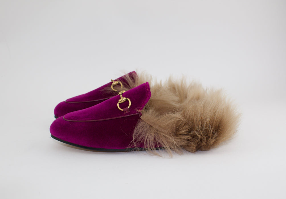 GUCCI PRINCETOWN VELVET SLIPPERS SIZE 35.5