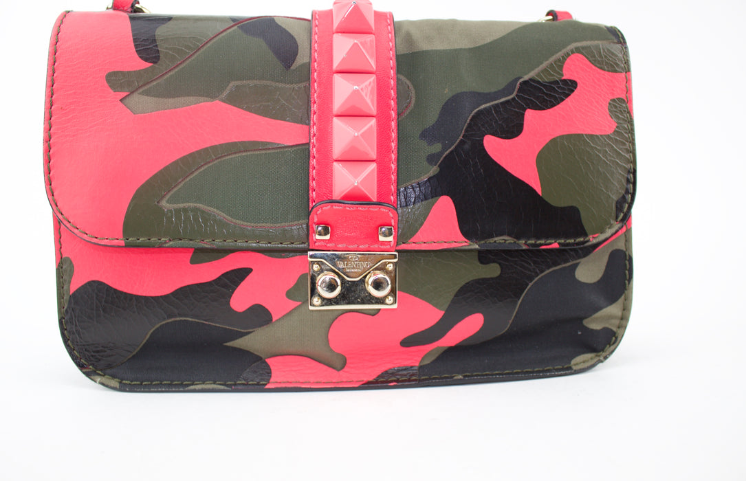 VALENTINO GLAM LOCK ROCKSTUD CAMO FLAP BAG