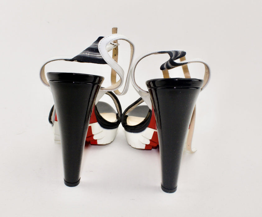 CHRISTIAN LOUBOUTIN VOLUMETRIC 120 BLACK /WHITE SANDALS