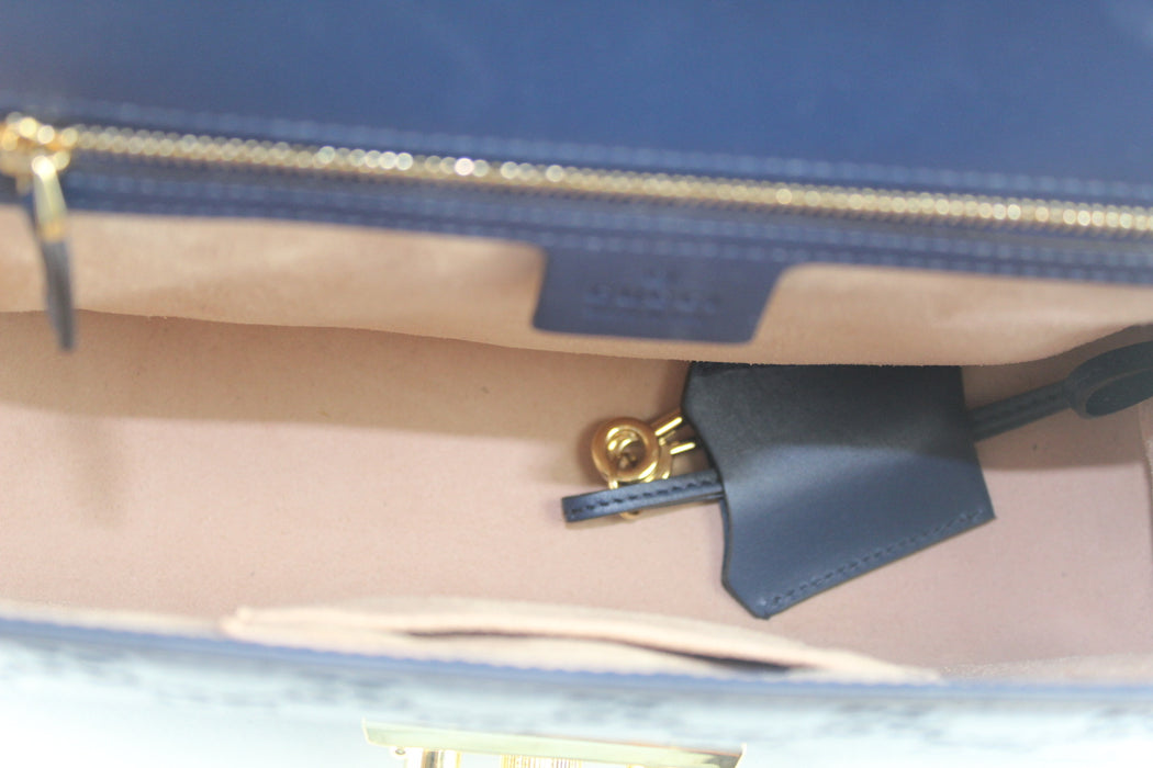 GUCCI NAVY GUCCISSIMA LEATHER PADLOCK SHOULDER BAG