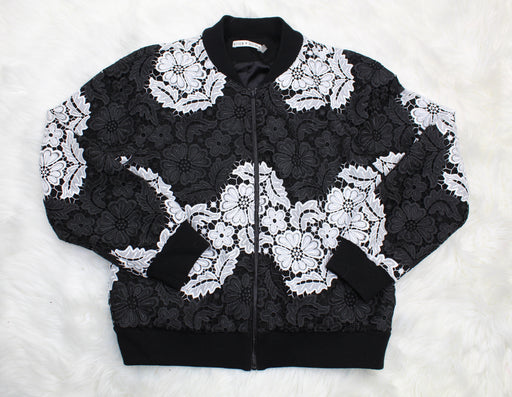 ALICE + OLIVIA FELISA LACE BOMBER JACKET SIZE L