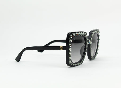 Gucci Black Oversize Square-frame Sunglasses With Crystals