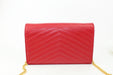 SAINT LAURENT MONOGRAM LEATHER CHAIN BAG RED