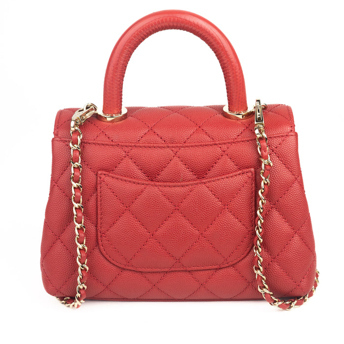 Chanel Coco Handle Mini Flap Bag in red