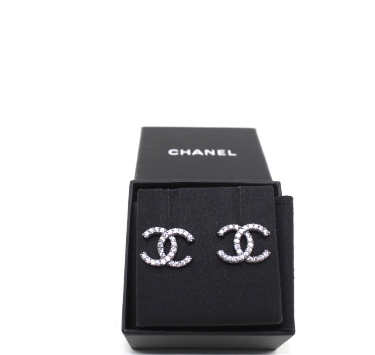 Chanel CC Ruthenium/ Crystal Earrings