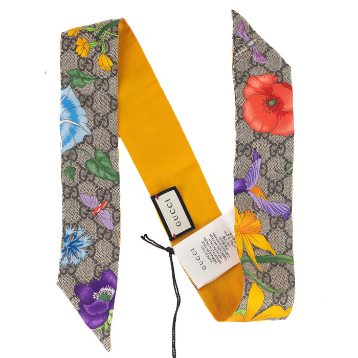 Gucci GG Flora Print Silk Twill