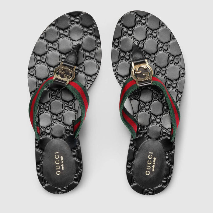 Gucci Women's Gg Web Thong Sandals - LuxurySnob