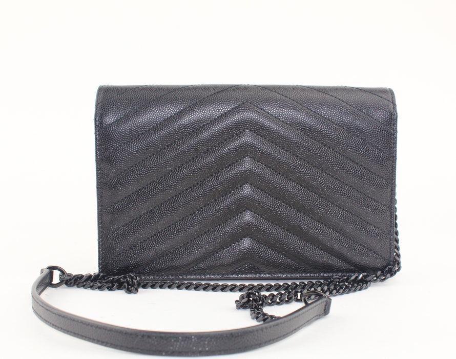 SAINT LAURENT MONOGRAM LEATHER CHAIN WALLET