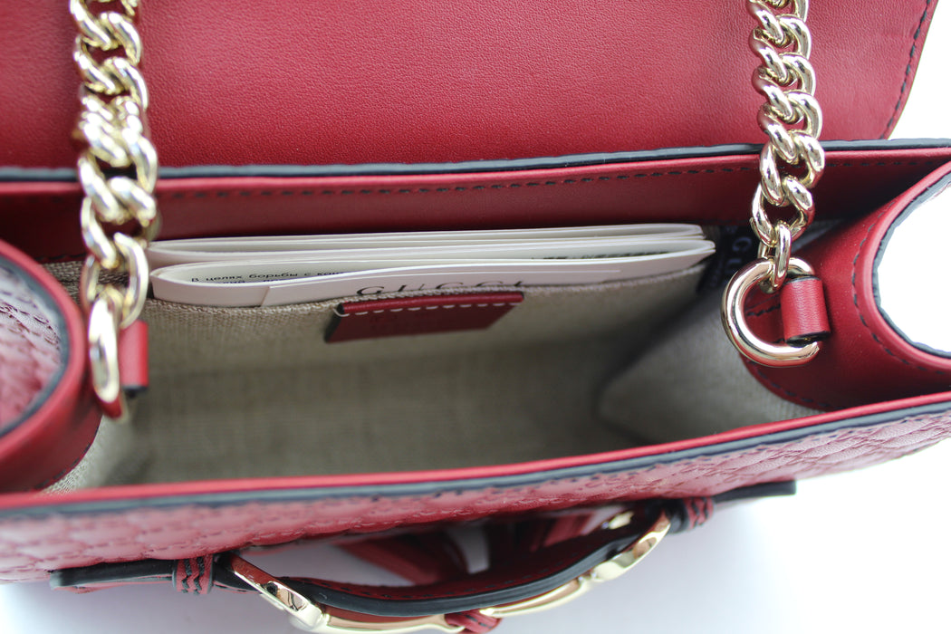 Gucci Emily Guccissima Mini Chain Shoulder Bag red