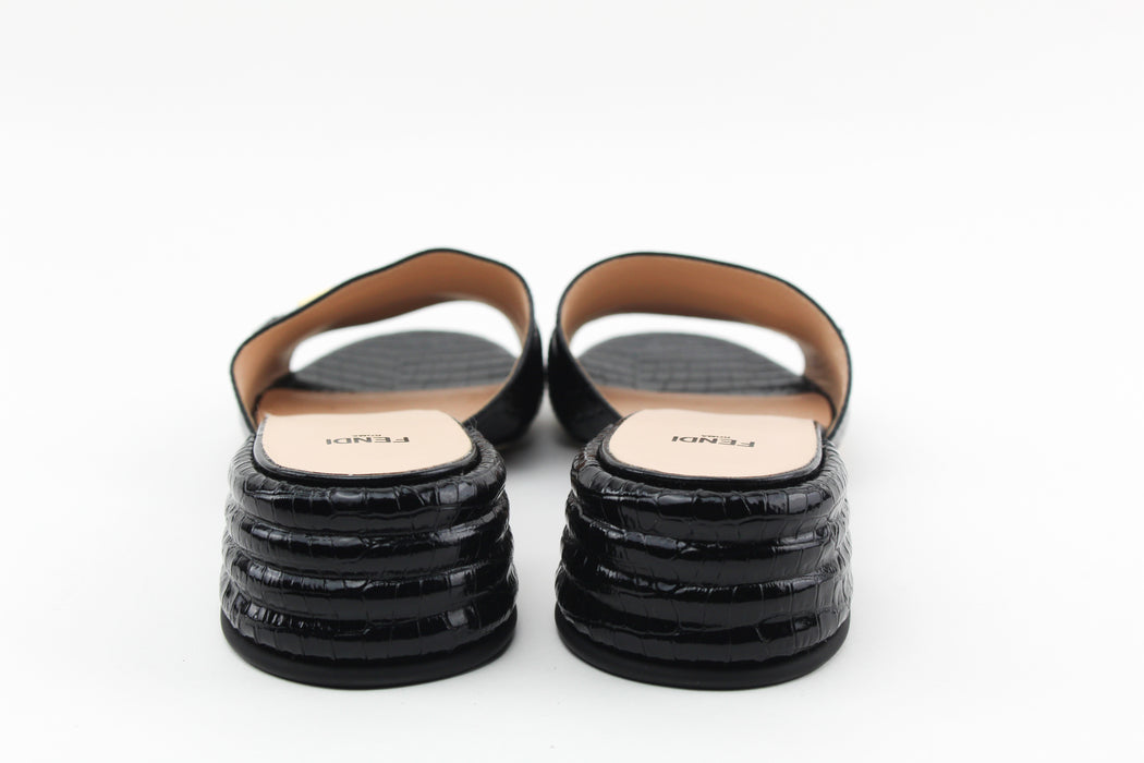 Fendi Mock Croc FF Slide Sandal