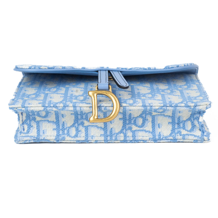 Dior Oblique Saddle Belt Bag light blue