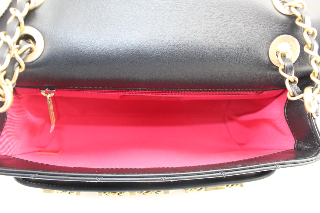 Chanel Calfskin Quilted Logo Flap Black