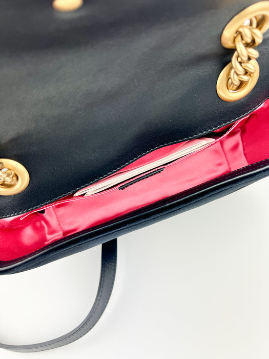 Gucci Velvet Matelasse Mini GG Marmont Shoulder Bag in black