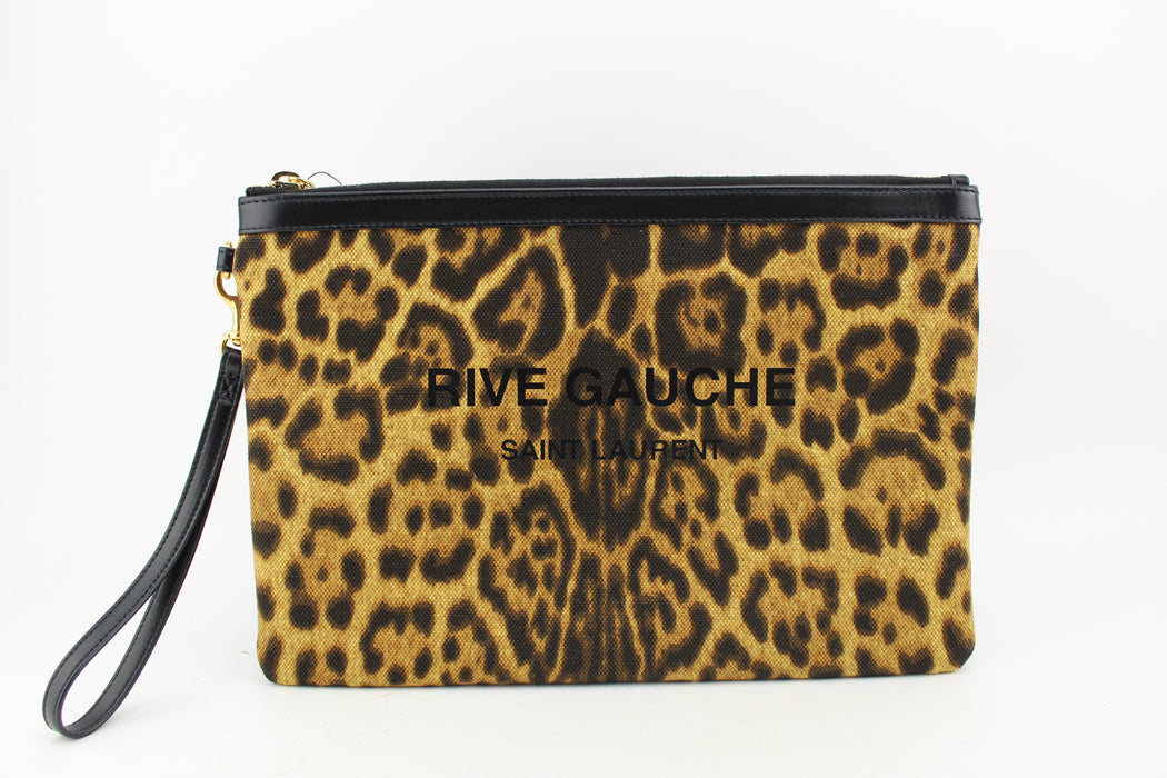 Saint Laurent Rive Gauche Leopard Print Wristlet
