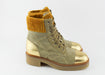Chanel Lace up suede calfskin boots Beige/ Gold