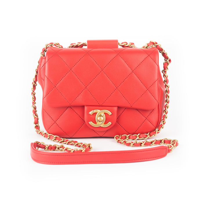 Chanel Top Handle Flap Bag Red
