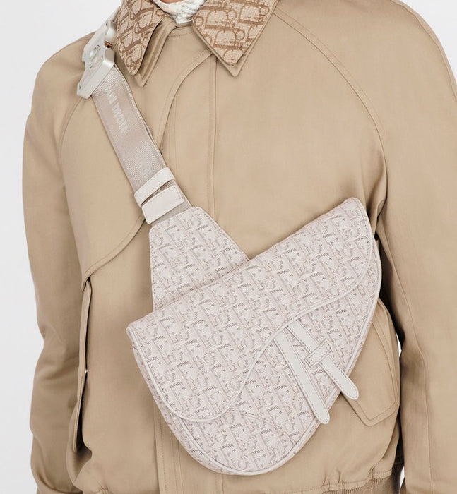 DIOR SADDLE BAG BEIGE OBLIQUE JACQUARD