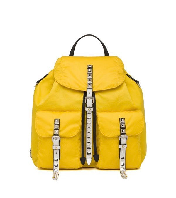 Prada yellow studded backpack