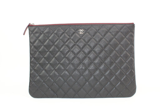 Chanel Large O Case Quilted Caviar Clutch