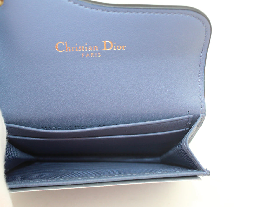 DIOR SADDLE FLAP CARD HOLDER BLUE