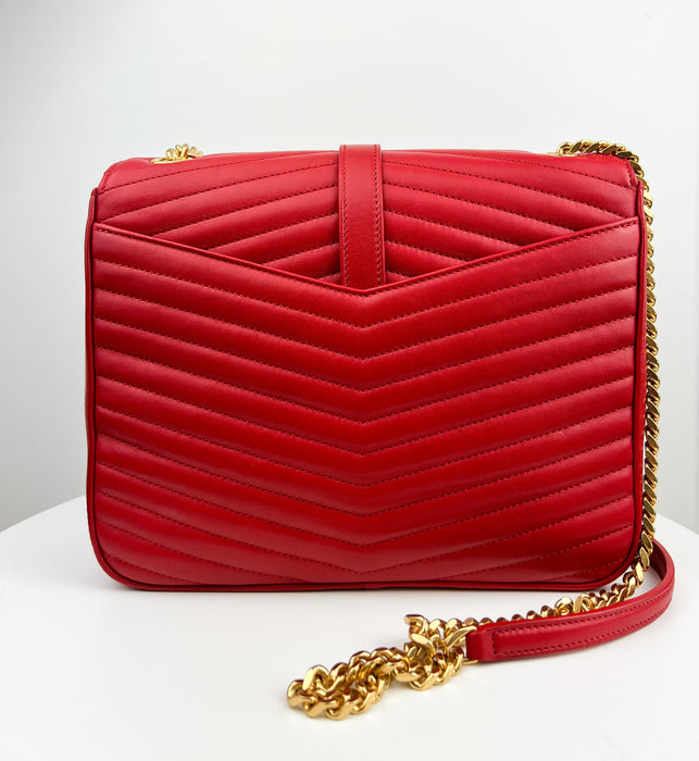 Saint Laurent Sulpice Flap Bag Matelasse Chevron Leather Medium Red