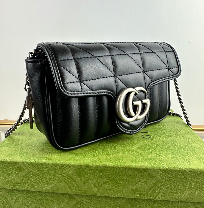 Gucci GG Marmont Black Leather Super Mini Bag