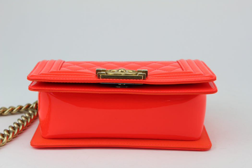 Chanel Patent Small Boy Bag Orange