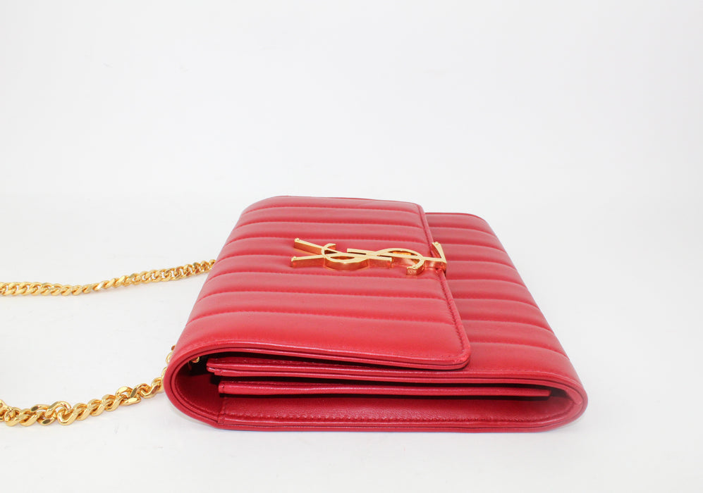 Saint Laurent Vicky Chain Wallet in quilted leather