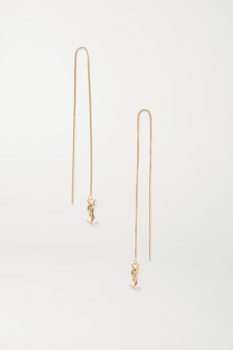 Saint Laurent Opyum Ysl Long Threader Earrings in Metal