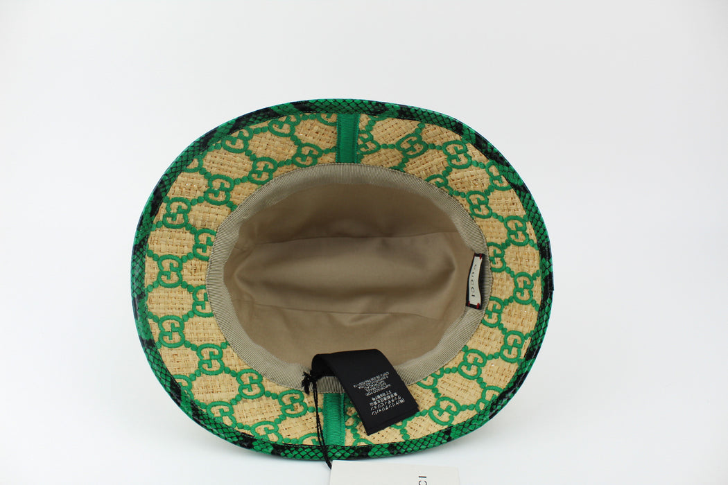 GUCCI GG FEDORA HAT WITH SNAKESKIN