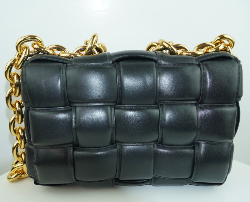 Bottega Veneta Chain Cassette Padded Leather Shoulder Bag in Black