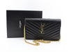 SAINT LAURENT MONOGRAM CHAIN WALLET IN GRAIN DE POUDRE EMBOSSED LEATHER