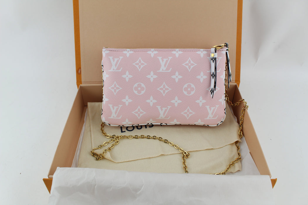 LOUIS VUITTON POUCHETTE DOUBLE ZIP MONOGRAM GRAM GIANT CHAIN BAG - LuxurySnob