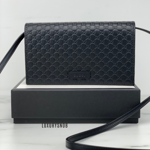 Gucci Leather Micro GG Guccissima Crossbody Wallet Bag