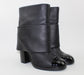 CHANEL CALF LEATHER PATENT CAP TOE  FOLD OVER BOOTS - LuxurySnob