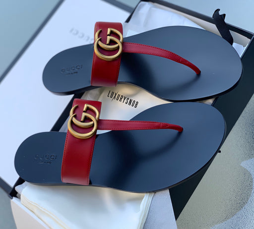 GUCCI LEATHER THONG SANDAL size 38.5 - LuxurySnob