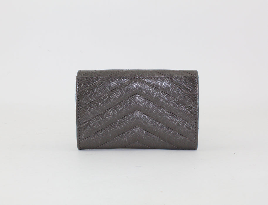 SAINT LAURENT GREY SMALL MONOGRAM WALLET