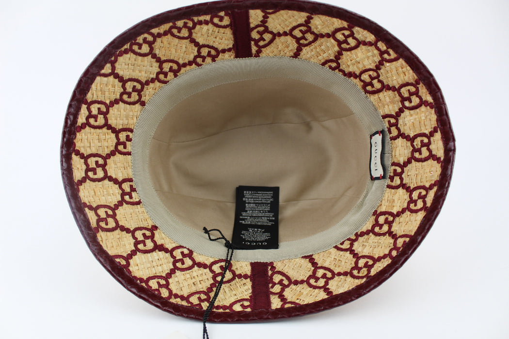 GUCCI GG FEDORA HAT WITH SNAKESKIN