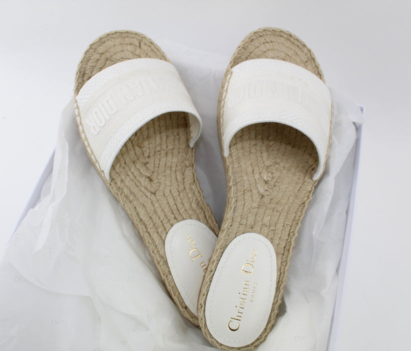 DIOR GRANVILLE OBLIQUE EMBROIDERED COTTON SLIDES - LuxurySnob