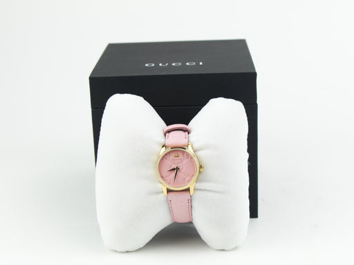 Gucci G-Timeless 27mm Yellow Gold Pastel Pink Watch