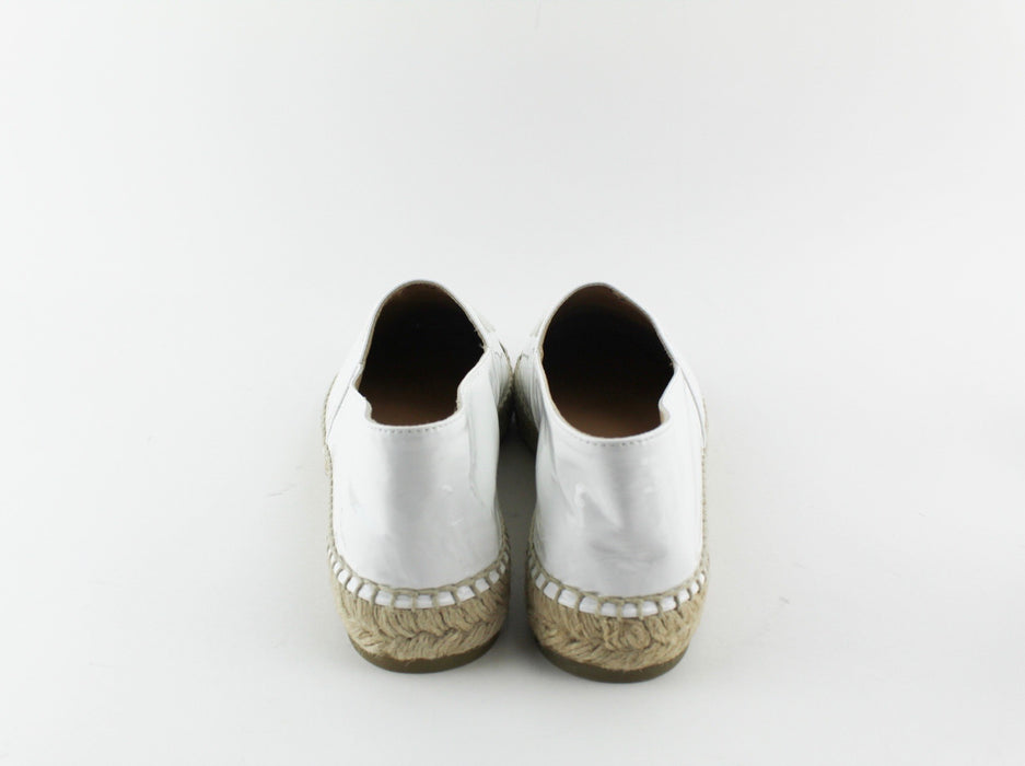 CHANEL ESPADRILLES PATENT WHITE AND BLACK