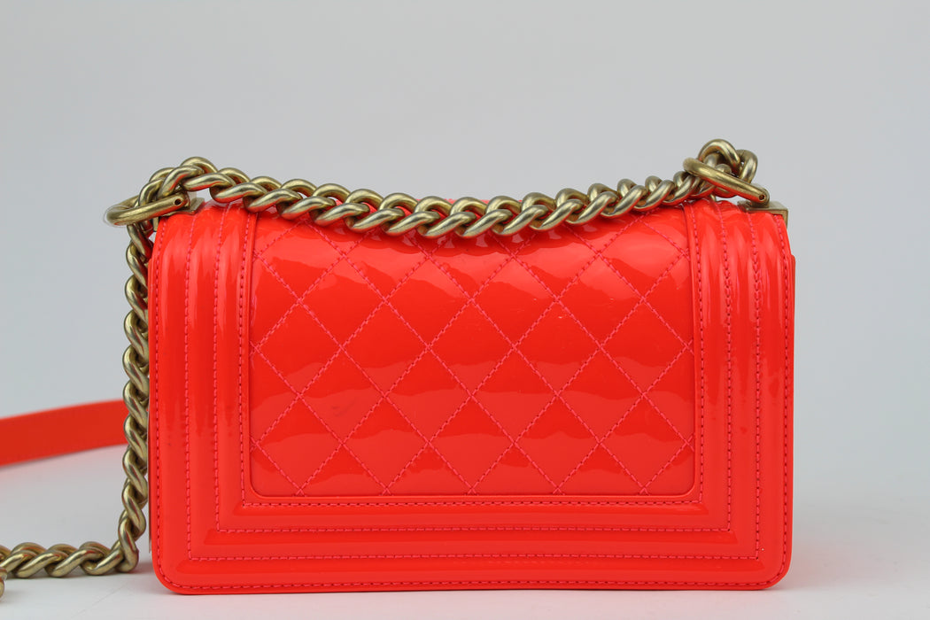 Chanel Patent Small Boy Bag Orange