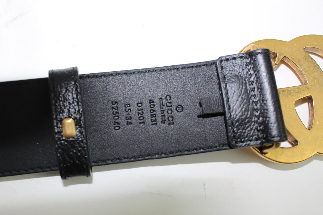 GUCCI LEATHER BELT WITH DOUBLE G BUCKLE SIZE 85/34 - LuxurySnob