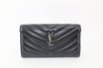 SAINT LAURENT LAMBSKIN LOULOU FLAP WALLET BLACK