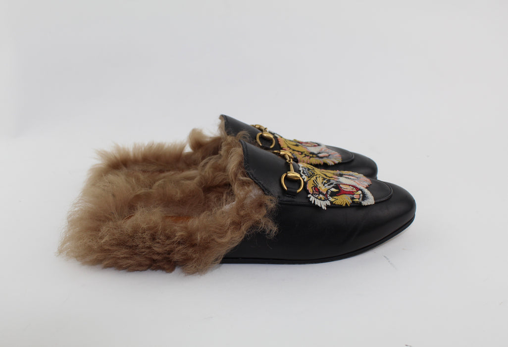 GUCCI PRINCETOWN EMBROIDERED TIGER SLIPPERS SIZE 40.5