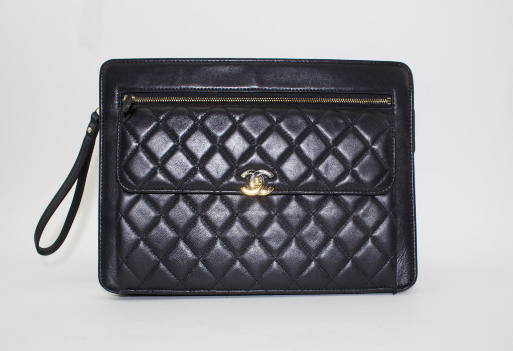 CHANEL LAMBSKIN WRISTLET FLAP POUCH